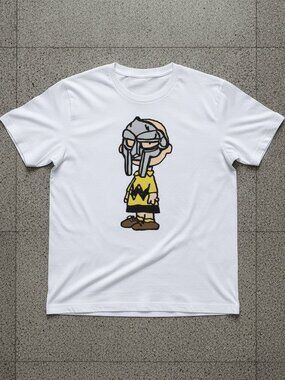 MF DOOM Metal Mask Charlie Brown Mashup Funny Hip Hop White T-Shirt